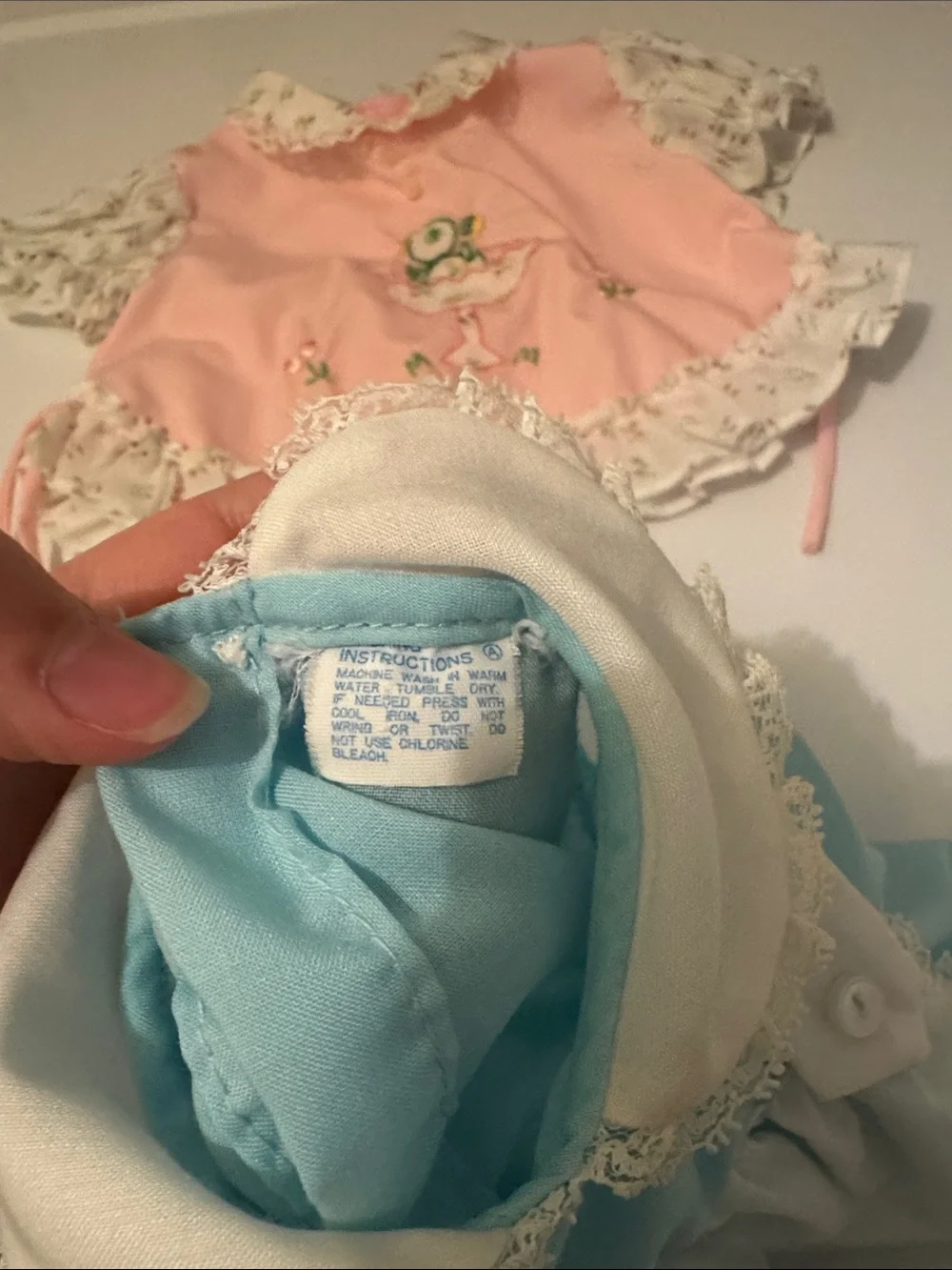 Vintage Blue and Pink Newborn Tops Embroidered Set